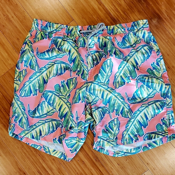 Tropical Print Swim Trunks - Picture 1 of 1